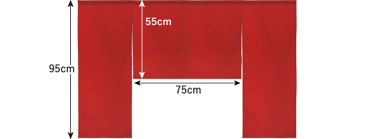 三つ割れのれん丈と幅変更